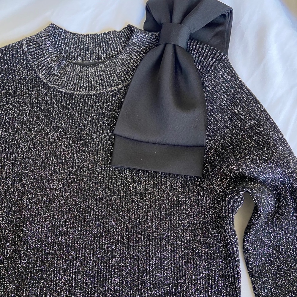 Ted Baker Bow Metallic Silver/Black Sweater